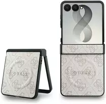 Guess PU Leather 4G Magnetic dėklas Samsung Galaxy Z Flip 8 rožinės spalvos