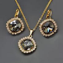 Papuošalų rinkinys moterims DiamondSky „Glare III (Silver Night)“ su Swarovski kristalais