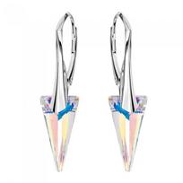 Sidabriniai auskarai moterims DiamondSky „Spike II (Aurora Borealis)“ su Swarovski kristalais