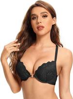 SHEKINI nėriniuota liemenėlė Push-up elegantiška patogi juoda 36C — moteriškas apatinis trikotažas, liemenėlė su lankeliais, nėriniuotas apatinis trikotažas, liemenėlė su petnešėlėmis, gėlėtas apatinis trikotažas, 36C