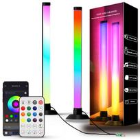 Išmaniosios RGB LED šviesos lazdelės stulpeliai 2 vnt. su valdymo pulteliu ir programėle Music Sync