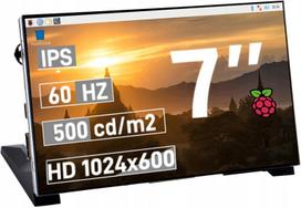 IPS monitorius GeeekPi 7" 1024x600, nešiojamas, be lietimo, Raspberry Pi
