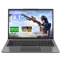 Nešiojamas 14,1" 1200p HDR IPS monitorius su klaviatūra ir 5000mA baterija