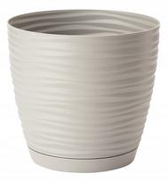 Vazonas SAHARA PETIT su padėkliukais, 27 cm, šviesiai pilkas, 3D plastikas