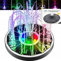 Saulės vandens fontanas RGB 3W su 8 LED, 6 antgaliai, tvenkiniui