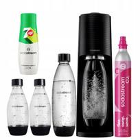 Sodų gaminimo aparatas SodaStream Terra juodas, 3 buteliai, 7up, CO2 dujų kapsulė