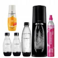 SodaStream Terra juodas gazavimo aparatas, 3 buteliai, Orange-Mango sirupas, CO2 kapsulė