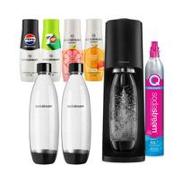 Sodos gaminimo aparatas Soda Stream TERRA su 2 buteliais ir 4 cukraus neturinčiais sirupais (greipfrutų, persikų)
