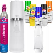 Vandens prisotinimo aparatas SodaStream Terra balta su buteliu, cilindru ir 5 sirupų rinkiniu