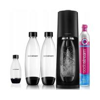 SodaStream Terra juodas gazuoto vandens aparatas, 2 sodikliai, 3 buteliai, dujos