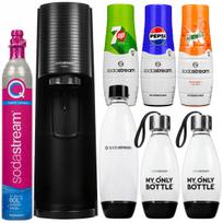 Vandens prisotinimo aparatas SodaStream Terra juodas, su 3 buteliais, 3 sirupais ir cilindru