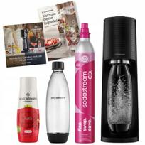 Gazuoto vandens aparatas SodaStream Terra juodas, 1 butelis, aviečių sirupas 440 ml, 2 knygos