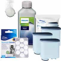 Espresso kavos aparatų valymo rinkinys Saeco Philips, nukalkinimo tabletės, 3 filtrai
