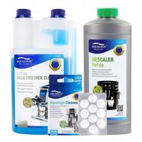 Espresso kavos aparatų valymo rinkinys: Liquid Latteo 1L, Verde 1L, Cleaneo tabletės