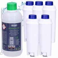 Vandens filtrų rinkinys 5x su DELONGHI ir 500 ml nukalkinimo priemone