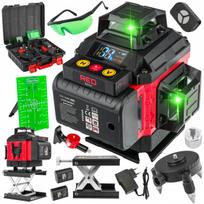 Kryžminis lazerinis nivelyras 4D 360, žalias, savaime išsilyginantis, baterijos