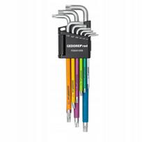 Torx T10–T50 ilgi šešiakampiai raktai, 9 vnt., spalvoti GEDORE