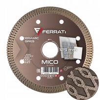 Akmeninių keraminių plytelių pjovimo deimantinis diskas PRO 125mm MICO FERRATi