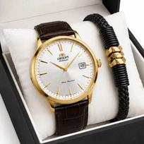 Vyriškas laikrodis Orient AUTOMATIC odinė apyrankė su datomis dėžutėje