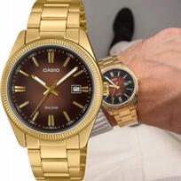 Vyriškas laikrodis Casio MTP-1302PGC-5AV auksinis su apyranke