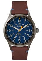 Vyriškas laikrodis su ruda apyranke TIMEX, atsparus vandeniui, su apšvietimu