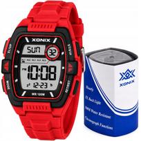 Skaitmeninis Xonix sportinis laikrodis 10 ATM raudonas LCD, žadintuvas, chronometras