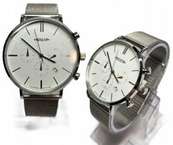 Vyrų laikrodis 43 mm, atsparus vandeniui 3 ATM, metalinis, mineralinis stiklas