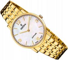 Moteriškas laikrodis Festina F20048/2, sidabrinis-auksinis, safyrinis stiklas, Swiss Made