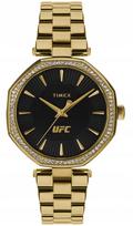 Moters laikrodis auksinis ant apyrankės TIMEX UFC STREET su cirkoniais WR50