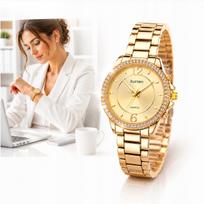 Moteriškas laikrodis apyrankė KURREN 39mm, cirkonis, auksinis, 3AMT