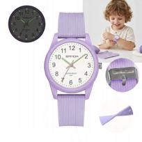 Vaikiškas laikrodis su kvarciniu mechanizmu, lengvai įskaitomas ciferblatas, PURPLE