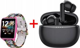 Išmanusis laikrodis Bemi KIX-M rožinis ir Bluetooth ausinės Bemi Tutti juodos