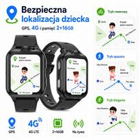 Išmanusis laikrodis vaikams 4G LTE 2/16GB, atsparus vandeniui, GPS, SMS, kamera