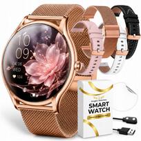 Išmanusis laikrodis moterims, auksinis, AMOLED, Bluetooth, širdies ritmo ir miego stebėjimas, pranešimai