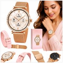 Moteriškas išmanusis laikrodis ELEGANT gold pink