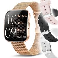 Išmanusis laikrodis moterims su 4 apyrankėmis, AMOLED, Gold