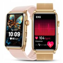 Išmanusis moteriškas laikrodis su EKG, HRV, širdies ritmo, kraujospūdžio, temperatūros ir BMI matavimu