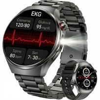 Išmanusis laikrodis EKG AMOLED su gliukozės ir kraujospūdžio matuokliu, žibintuvėliu, HRV, skambučių funkcija