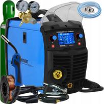 Suvirinimo aparatas SHERMAN 205 LCD SYNERGIC MIG MAG MMA TIG FLUX 200A 230V, rinkinys 4 vnt.
