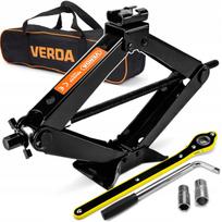 Trapezoidinė 2T automobilių domkrata 90-440mm su ratų raktu ir dangteliu