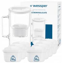 Vandens ąsotis Wessper D2 BOROSILICATE 3l juodas, 8 vandens filtrai