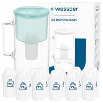 Vandens filtravimo ąsotis Wessper D2 BOROSILICATE 3l su 12 vandens filtrų