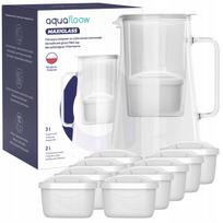 Vandens filtras ąsotis AquaFloow MaxiGlass 3 l baltas + 10 filtrų