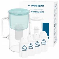 Stiklinis ąsotis WESSPER D2 borosilikatinis 3 l su 5 filtrais Wessper aquaclassic