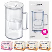 Vandens filtras ąsotis Aquaphor Glass baltas + 4 Maxfor filtrai (1Mg+3H)