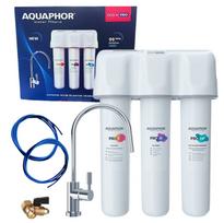 Po virtuvės kriaukle montuojamas kieto vandens filtras AQUAPHOR ECO H PRO su maišytuvu