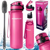 Vandens filtro butelis AQUAPHOR CITY 0,5 L rožinis su silikoniniu dantų šepetėliu