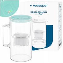 Stiklinis ąsotis Wessper D2 BOROSILICATE FF LED 3 l mėtų su filtru