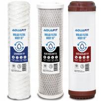 Vandens filtrų kasetės 10" visiems namams, 3 pakopų, AQUAFIT, rinkinys