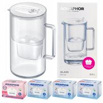 Stiklinis filtravimo ąsotis Aquaphor Glass baltas, 4 Maxfor filtrai (1Mg + 3)